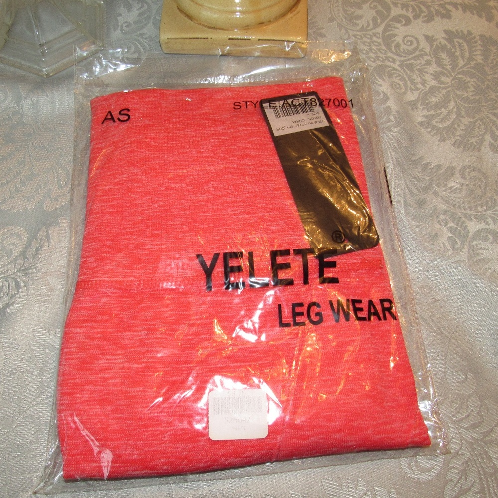 Coral Dip Dye Leggings Athletic Leisure Pants - Picture 7 of 7